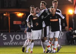Celebrations following Danny Crow`s goal