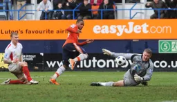 Aaron O`Connor goes close to scoring