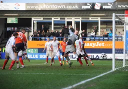 Janos Kovacs header finds the net for Town`s second goal