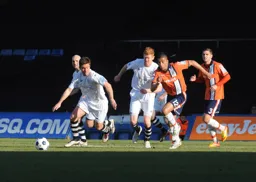Shane Blackett brings the ball out of defence