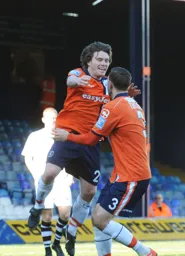 John-Paul Kissock celebrates his goal with Greg Taylor