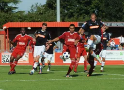 Jake Howells moves in to block a clearance