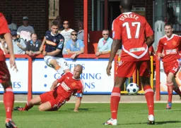Jake Robinson fires off a shot at goal