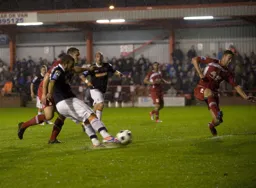 Stuart Fleetwood scores what proved to be the winning goal