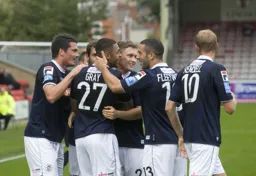 Celebration time after Town`s first goal