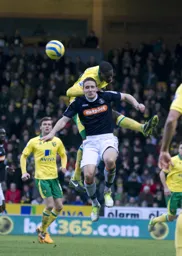 Former Hatter Leon Barnett gets above Jon Shaw