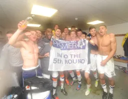 Post match celebrations in the changing room