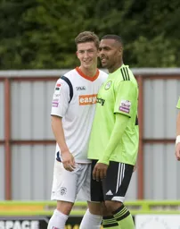 Alex Lacey pleased to meet an old team-mate, Matthew Barnes-Homer