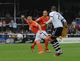 Scott Griffiths concentrates hard on his pass forward