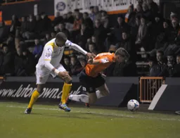 Joe Davis goes for a tumble