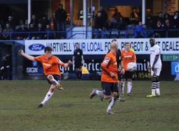 Matthew Robinson tries to get on the goalscorer's list