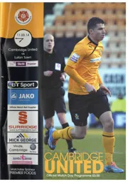Programme: Cambridge United vs Luton Town FC (11th Mar 2014)