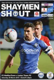 Programme: FC Halifax Town vs Luton Town FC (29th Mar 2014)