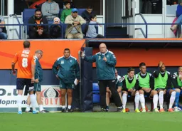 Andy Drury gets instructions from John Still