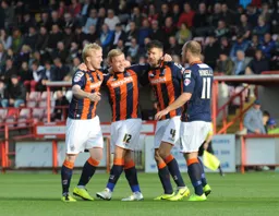Scott Griffiths celebrates his goal