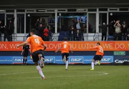 Jeff Stelling looks on as Andy Drury celebrates