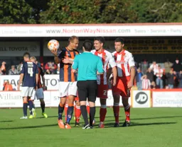 Paul Benson enjoys a joke with former hatter Ronnie Henry