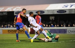 Ryan Hall foiled by the keeper