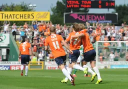 Celebrations after Craig Mackail-Smith`s opening goal