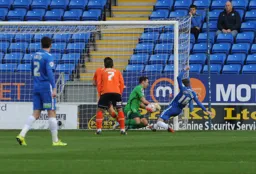 Mark Tyler saves Harry Beautyman`s close range effort