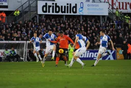 Ryan Hall looks for a way through the Rovers defence