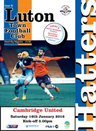Programme: Luton Town FC vs Cambridge United (16th Jan 2016)