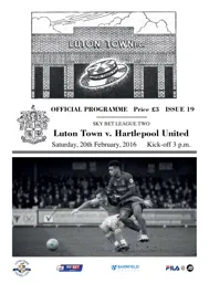 Programme: Luton Town FC vs Hartlepool United (20th Feb 2016)