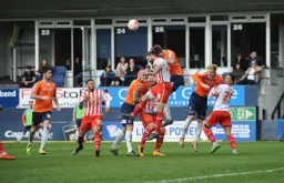 The Stevenage goal comes under pressure