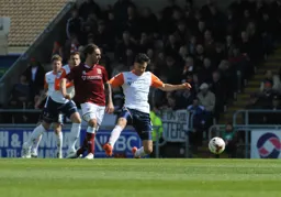 Jonathan Smith is just beaten to the ball