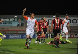 Luke Wilkinson salutes his goal that gave the Town a 1-0 lead