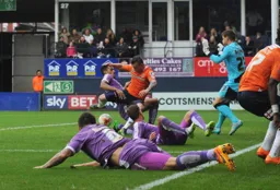 The Plymouth defence is all over the place but Jack Marriott cannot take advantage