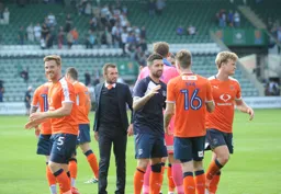 Johnny Mullins and Alan Sheehan are happy Hatters at the final whistle