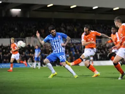 Jack Marriott`s shot evades Liam Donnelly