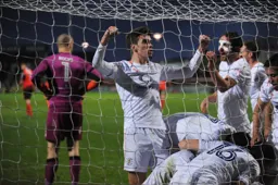 Caught in the net. Celebrations following the second goal