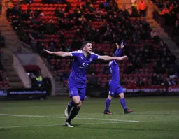 Jake Gray celebrates scoring the winner
