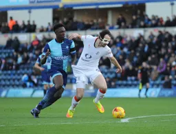 Danny Hylton complete with eye mask