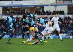 Danny Hylton feels the pain of Joe Jacobson`s challenge