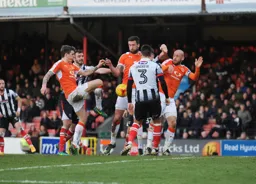 Glen Rea, Ollie Palmer and Scott Cuthbert all go for the ball