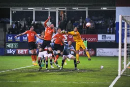 Scott Cuthbert heads in Town`s second goal