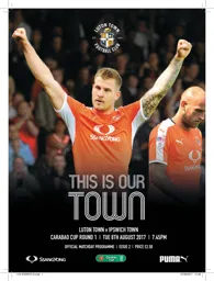 Programme: Luton Town FC vs Ipswich Town (8th Aug 2017)