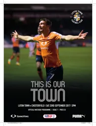 Programme: Luton Town FC vs Chesterfield (23rd Sep 2017)