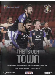 Programme: Luton Town FC vs Cambridge United (18th Nov 2017)