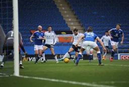 Elliot Lee lines up a shot at goal