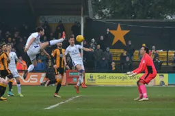 Danny Hylton goes in with a high boot