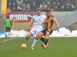 Jack Stacey looks for a pass down the right flank