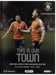 Programme: Luton Town FC vs Mansfield Town (2nd Apr 2018)