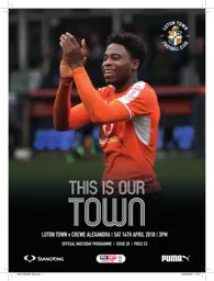 Programme: Luton Town FC vs Crewe Alexandra (14th Apr 2018)