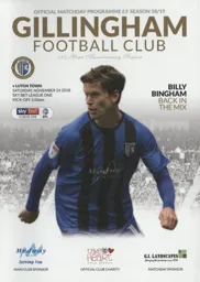 Programme: Gillingham vs Luton Town FC (24th Nov 2018)
