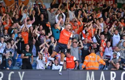 Harry Cornick fist pumping the air after putting the Town ahead