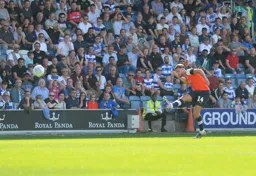 Harry Cornick sees Joe Lumley off his line and scores a goal from distance